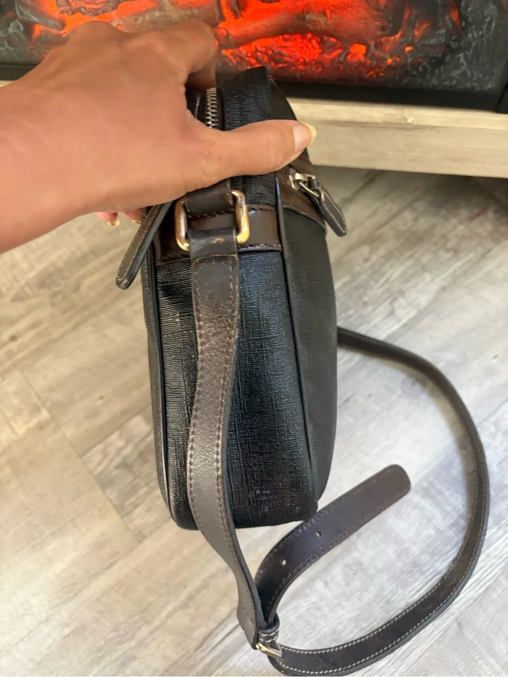 Authentic GUCci vintage brown black crossbody bag purse tote handbag
